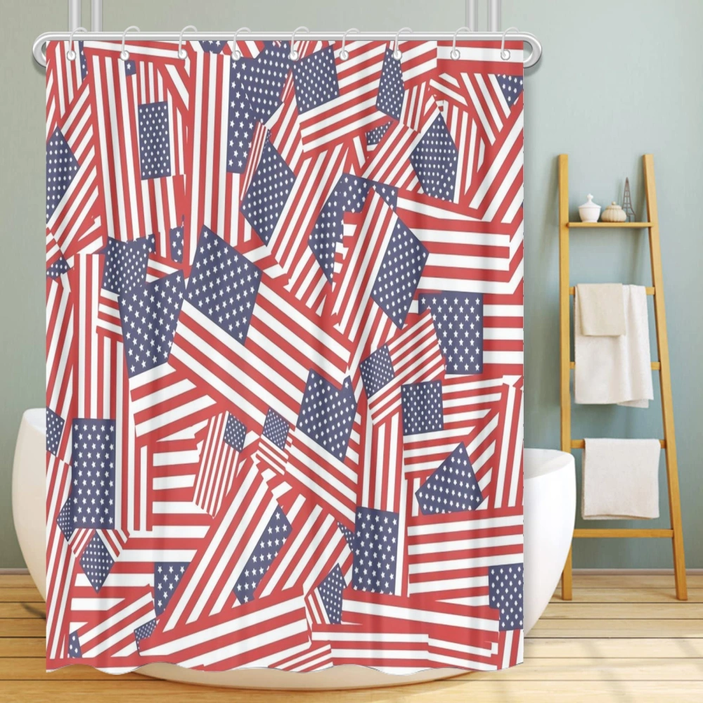 4th of July Eagle National Flag Shower Curtain Set for Winter Funny Festival Bathroom Decor with 12 Hooks,Scene Home Decor with 12 Hooks