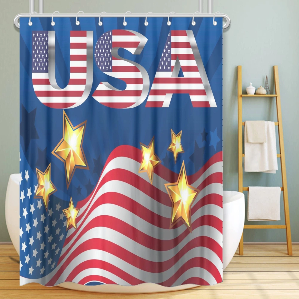 13th of July Eagle Freedom Shower Curtain with 12 Hooks