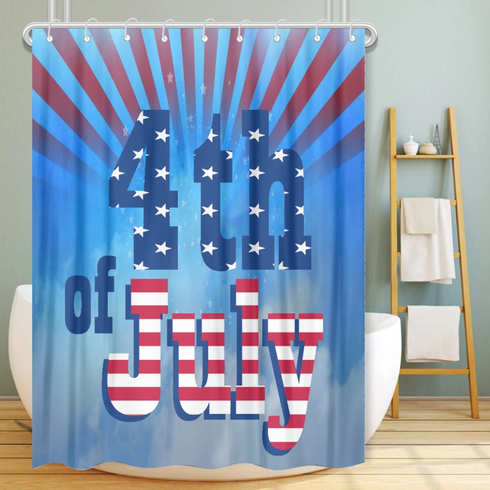 4th of July Eagle National Flag Shower Curtain with 12 Hooks for Bathroom Decor