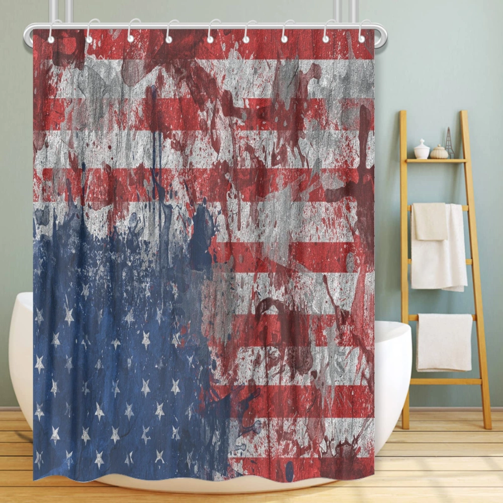 4th of July Eagle National Flag Shower Curtains for Bathroom Winter Holiday Decoration Fabric Cloth Waterproof with 12 Hooks