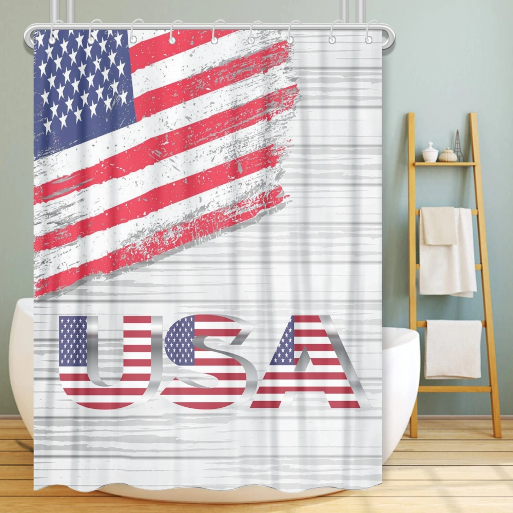 10th of July Eagle Freedom Printed Polyester Shower Curtain with 12 Hooks