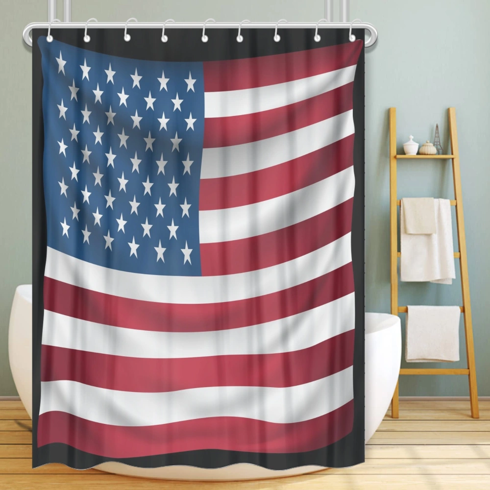 8th of July Eagle Freedom Printed Fabric Shower Curtain For Bathroom Beach Decoration with 12 Hooks