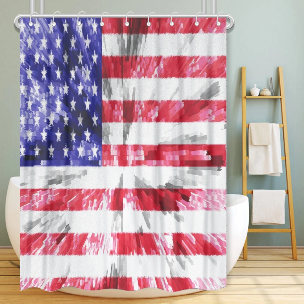 4th of July Eagle National Flag Shower Curtains,Christmas Xmas Holiday Decor Fabric Bathroom Curtain Set with 12 Hooks