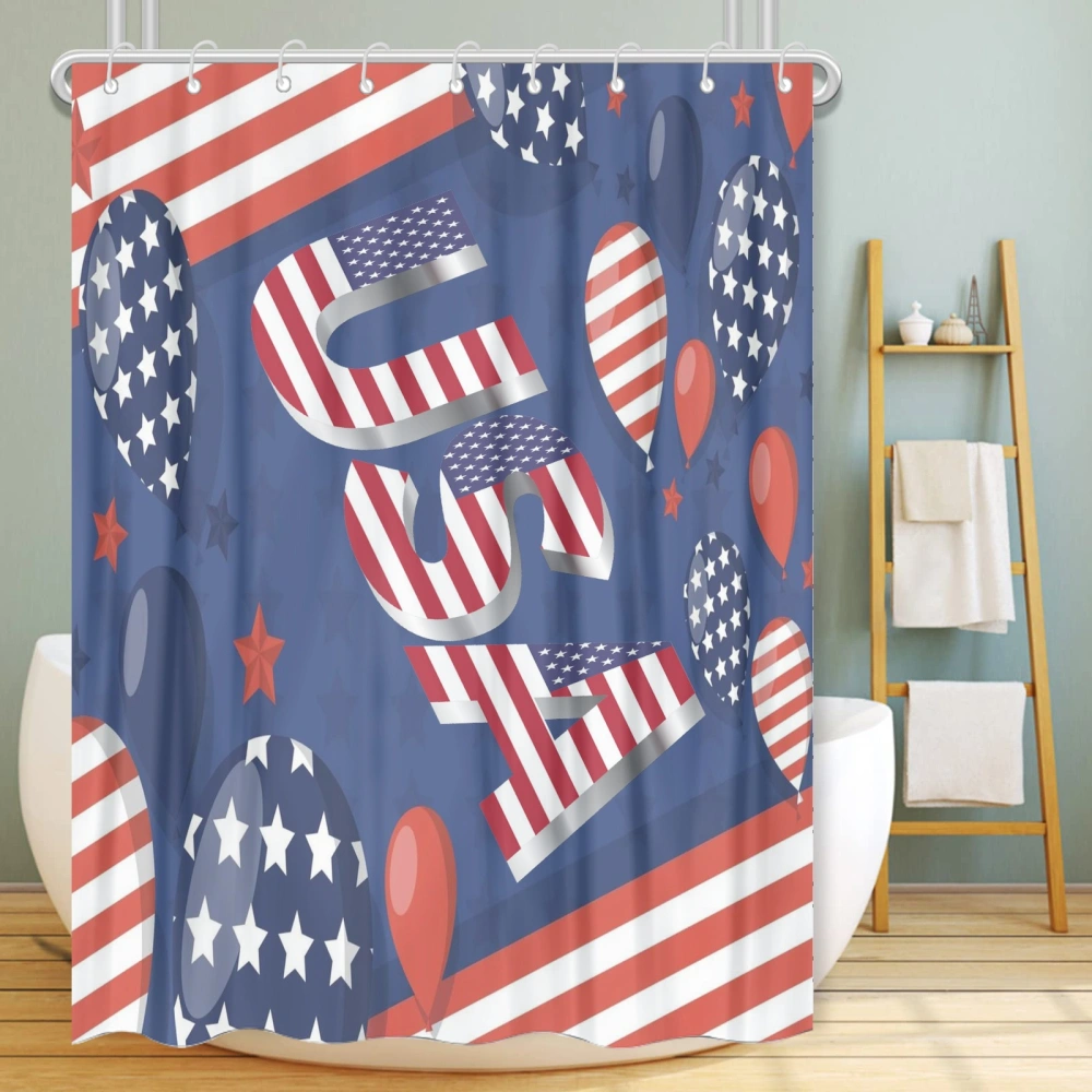 11th of July Eagle Freedom Polyester Shower Curtain Set with 12 Hooks