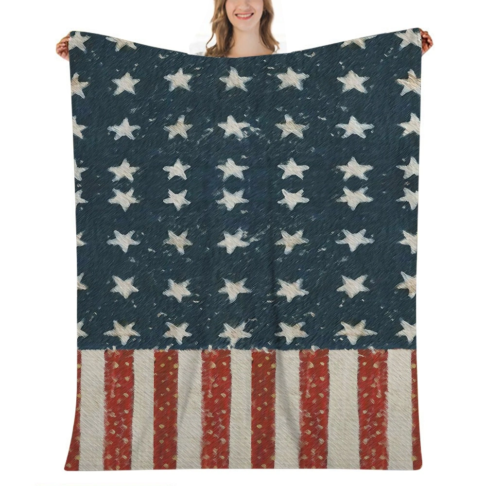 4th of July Decoration Throw Blanket Soft Flannel Fleece Blankets Lightweight Thermal Fuzzy Bed Blanket for Couch Bed Sofa Travel Camping, School Essentials for Dorm