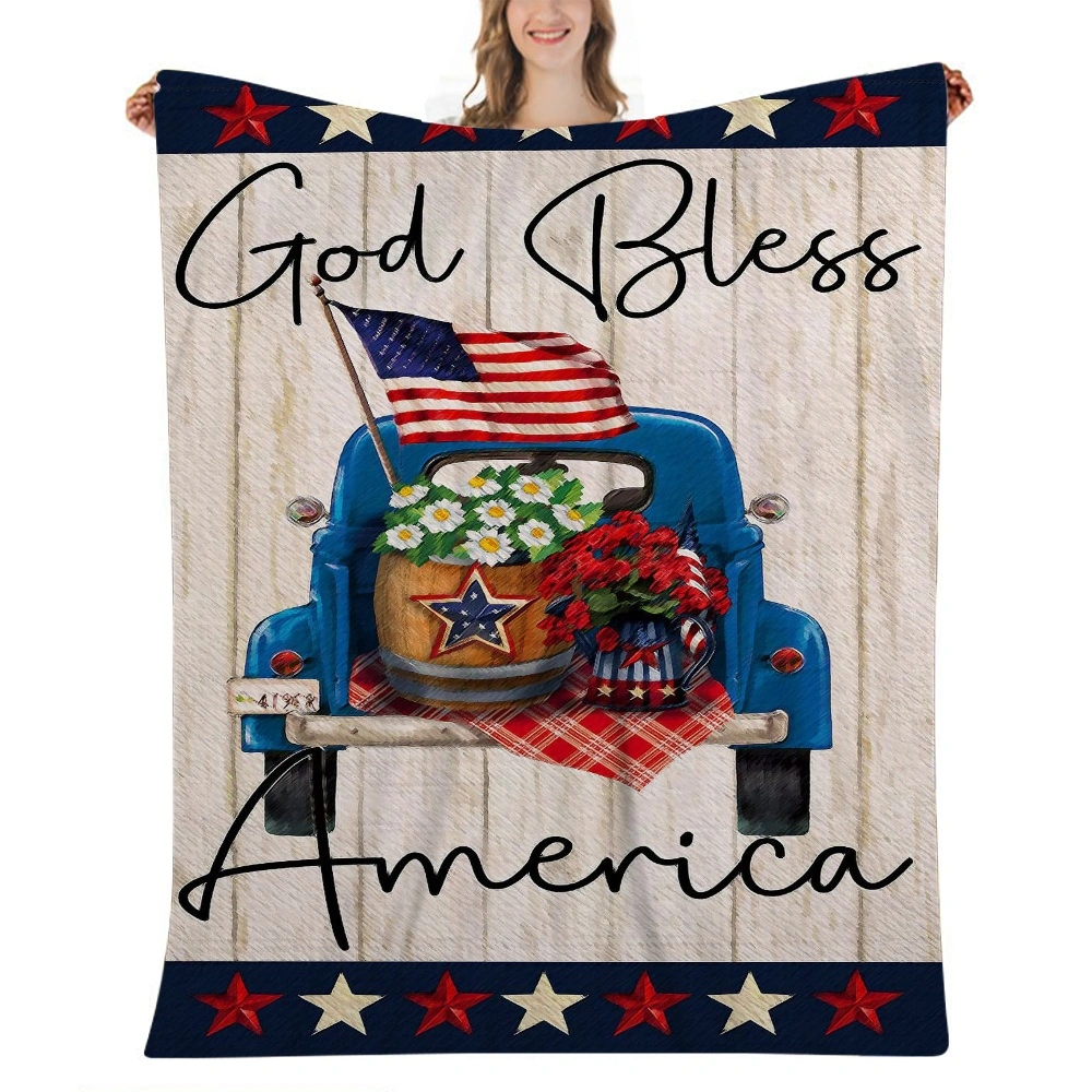 4th of July Decoration Throw Blanket Living Room Car Bedroom Warm Blankets Air Conditioning Blanket Fans Gifts