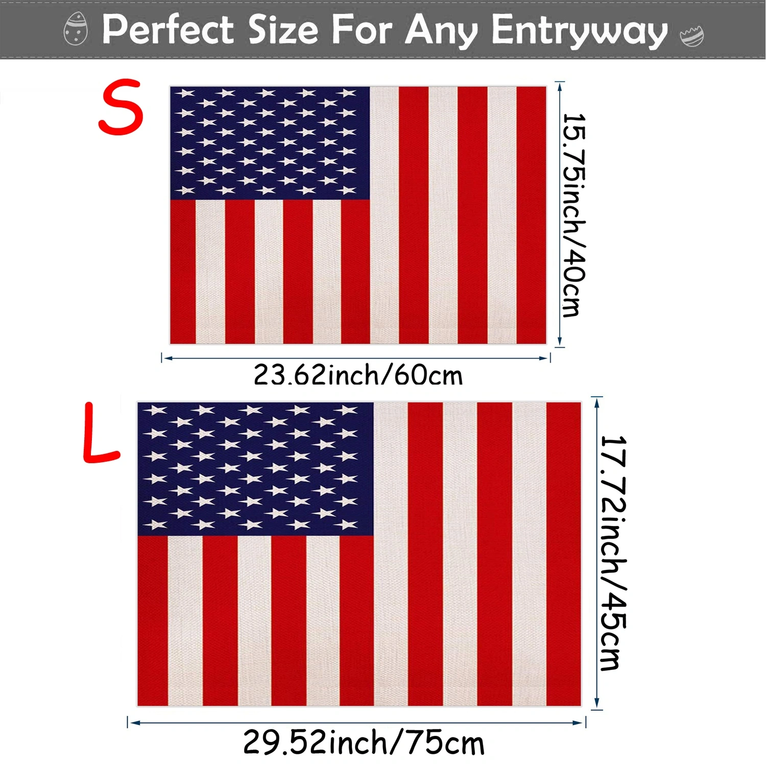 American Flag Decorative Doormat Xmas Welcome Door Mat Non Slip and Washable Winter Doormat Indoor Outdoor for Home Entrance Front Door Porch Christmas Decoration