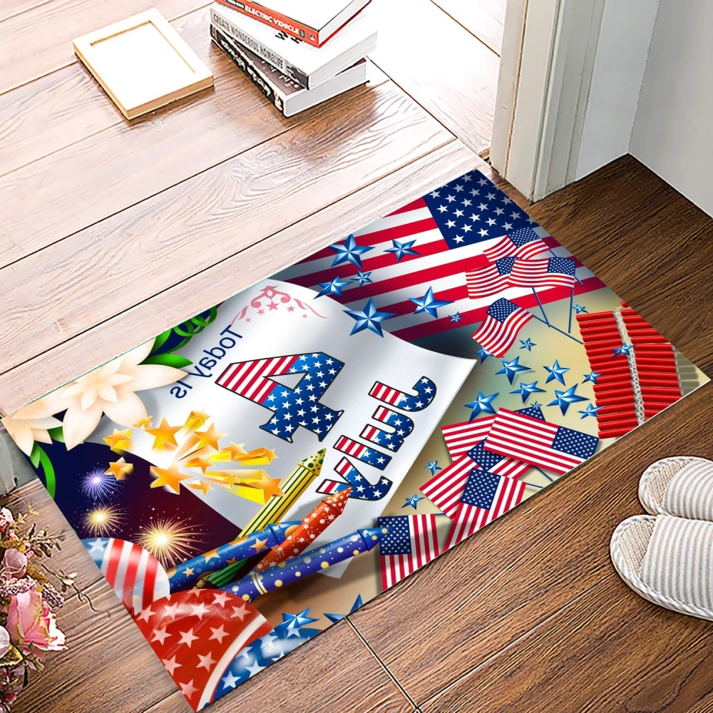 4th of July Door Mat Rug Decorative Doormat Winter Welcome Floor Mat Non Slip Washable Bathroom Kitchen Entrance Rug for Indoor Outdoor Home Decor