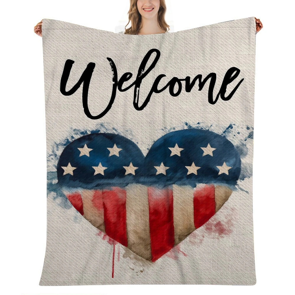 4th of July Decoration Throw Blankets for Couch and Bed, Soft Cozy Blanketl, Lightweight Decorative Blankets and Throws, Farmhouse Warm Woven Blanket for Men and Women