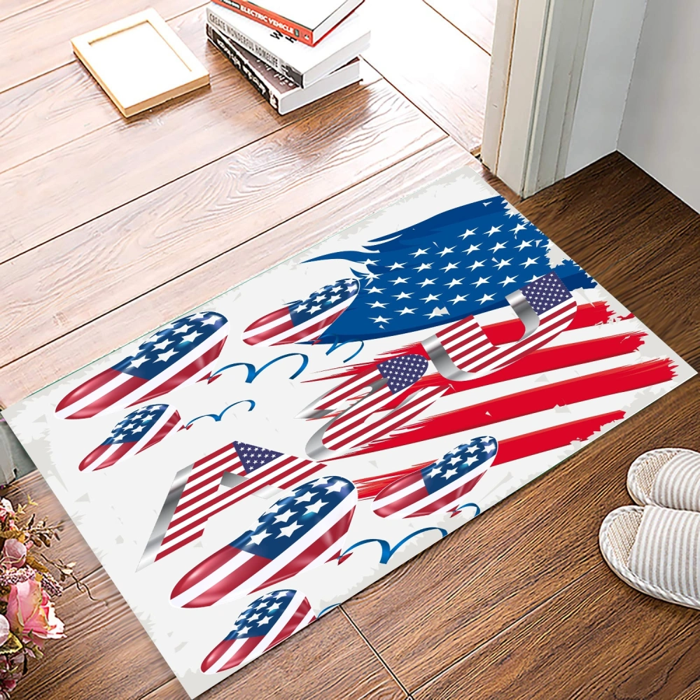 4th of July Doormat,Winter Seasonal Door Mat Christmas Holiday Low-Profile Floor Rug Switch Mat for Indoor Outdoor