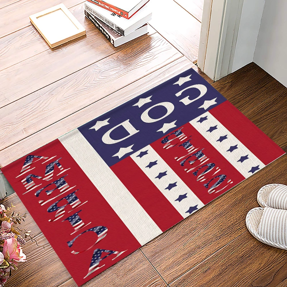 American Flag Decorative Doormat,Seasonal Winter Christmas Holiday Low-Profile Floor Mat Switch Mat for Indoor Outdoor