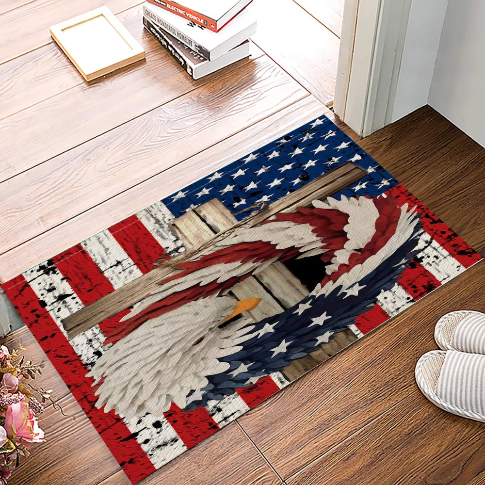 American Flag Doormat Decorative Xmas Holiday Front Door Mat Funny Cartoon Character Felt Door Rugs Non-Slip Indoor Outdoor Carpet Floor Mat for Home Office Yard Garden Decor