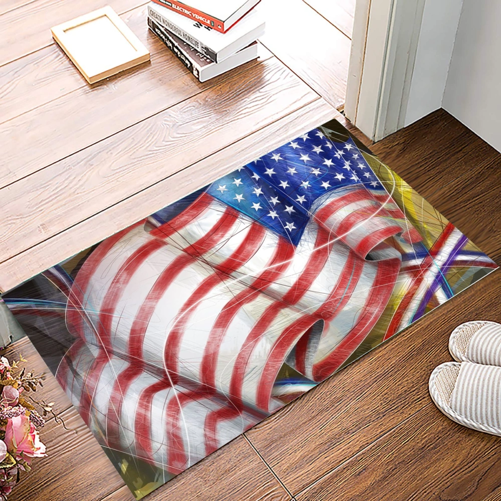 4th of July Door Mat Indoor Outdoor Entrance Doormat Non Slip Backing Door Mat Funny Christmas Decorative Doormat for Holiday Home Front Door Outside Entry