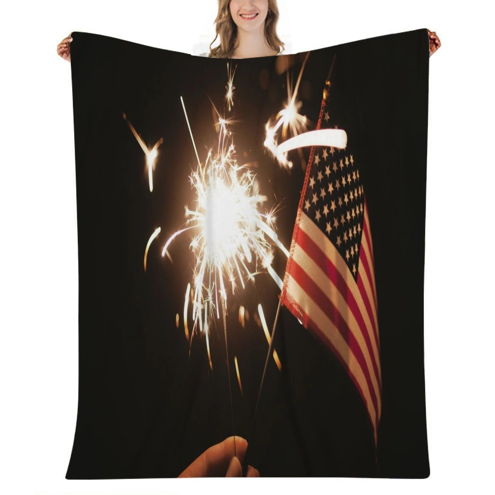 4th of July Decoration Throw Blankets Soft Cozy Blanket with Tassel Lightweight Breathable Fleece Blanket Decorative Blanket for Couch, Bed, Sofa, Travel and Farmhouse