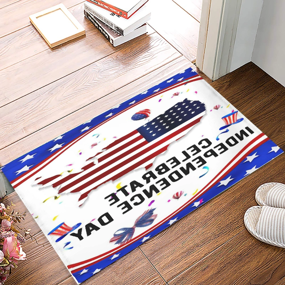 American Flag Decorative Doormat,Seasonal Winter Xmas Doormat Low Profile Floor Mat Front Doormat Indoor Outdoor Door Rug Non Slip Rugs for Indoor Outdoor