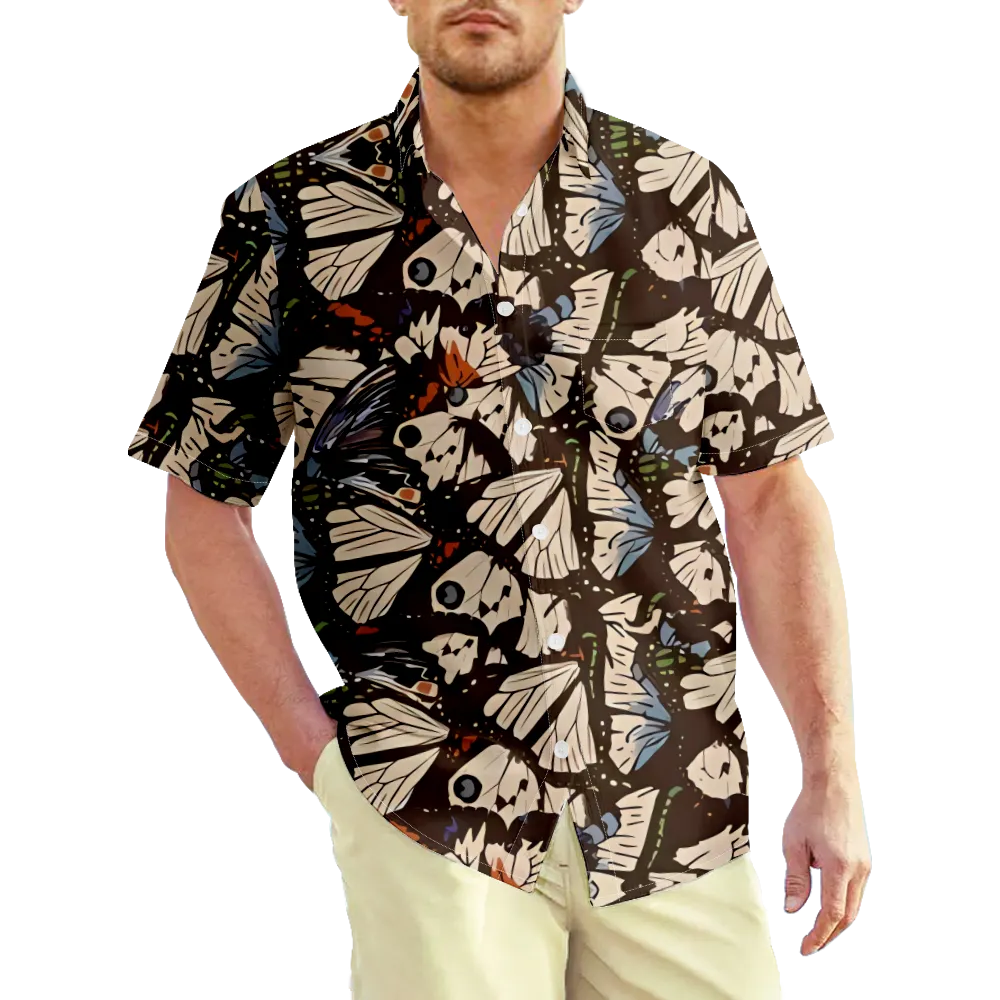 Men's Hawaiian Shirt Butterfly Shirt Tee Graphic Shirt Collar 3D Print Plus Size Daily Weekend Short Sleeve Print Clothing Apparel Exaggerated Country Funny