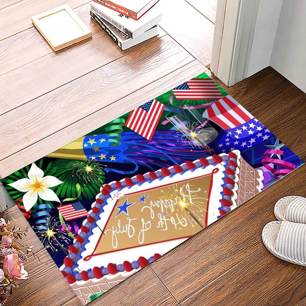 4th of July Door Mat Outdoor Welcome Mats Indoor for Front Door,Christmas Doormat with Non-Slip Backing,Winter Doormat for Home Bath Kitchen Entrance Front Door Floor Mat