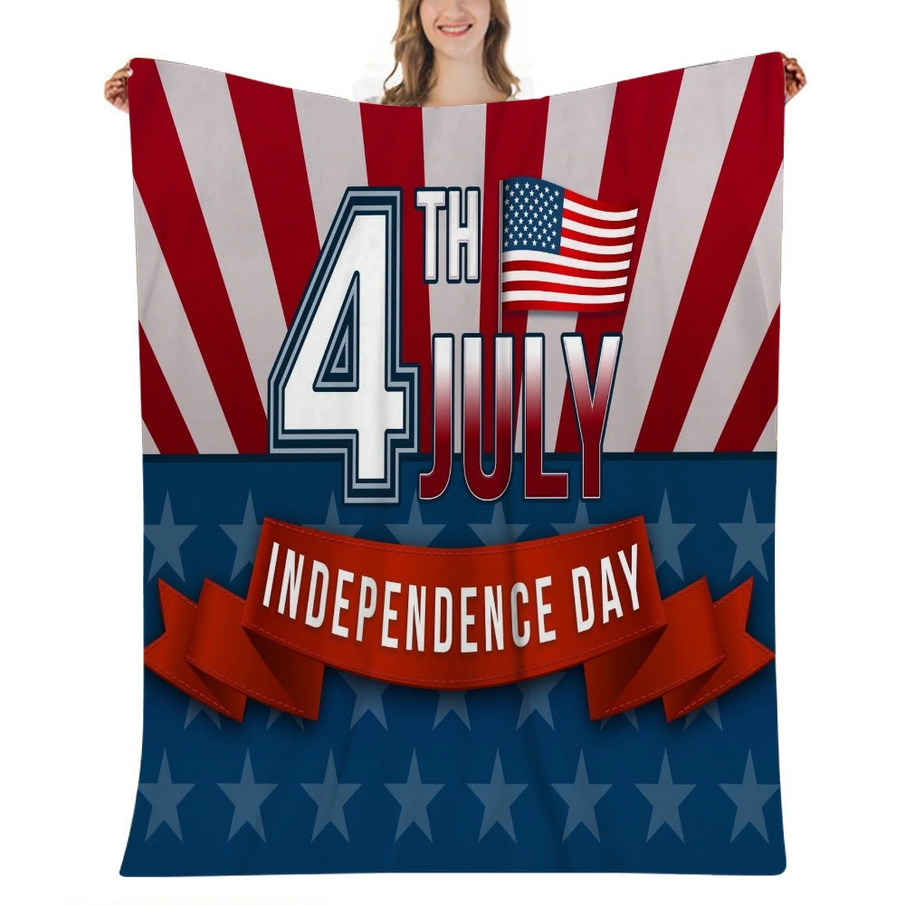 4th of July Decoration Throw Blanket for Couch Light-Super Soft Lightweight Plush Fuzzy Fluffy Warm Cozy Blankets and Throws for Sofa Bed