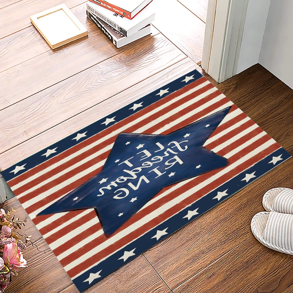 Door Mat 4th of July Decorative Welcome Non-Slip and Washable Doormat Rugs for Indoor Outdoor