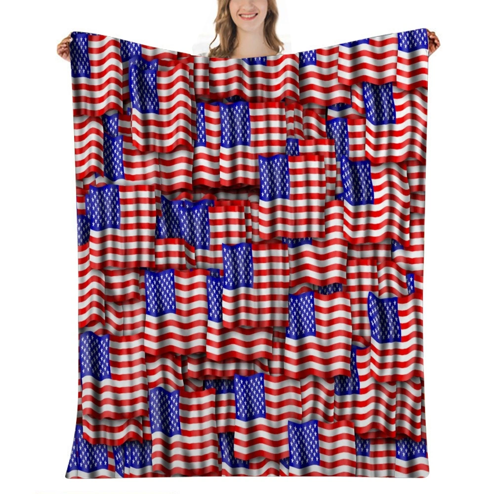 4th of July Decoration Cute Pattern Blanket Soft Cozy Portable Fuzzy Throw Blankets for Sofa Bed