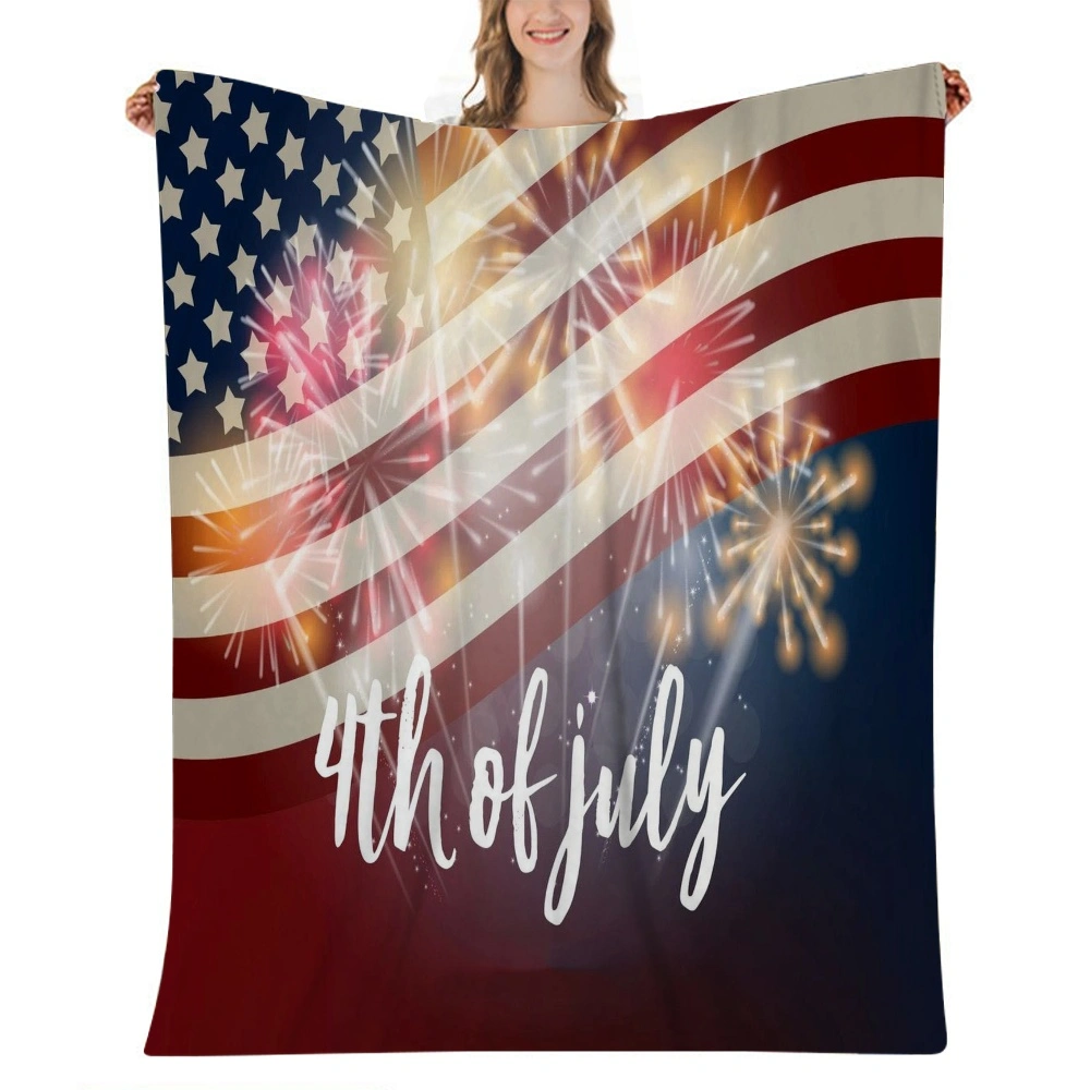 4th of July Decoration Cotton  Blanket Friendly Blanket - Perfect Warm Textured Blanket for Couch Bed Sofa