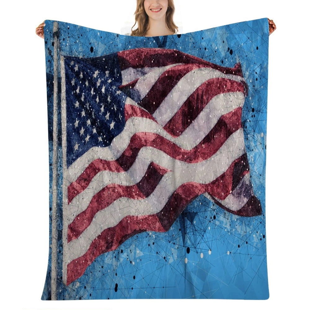 4th of July Decoration Fleece Blanket, Super Soft Plush Throw Blankets, Decorative Blanket for Bed, Warm and Cozy Fuzzy Blanket for All Seasons