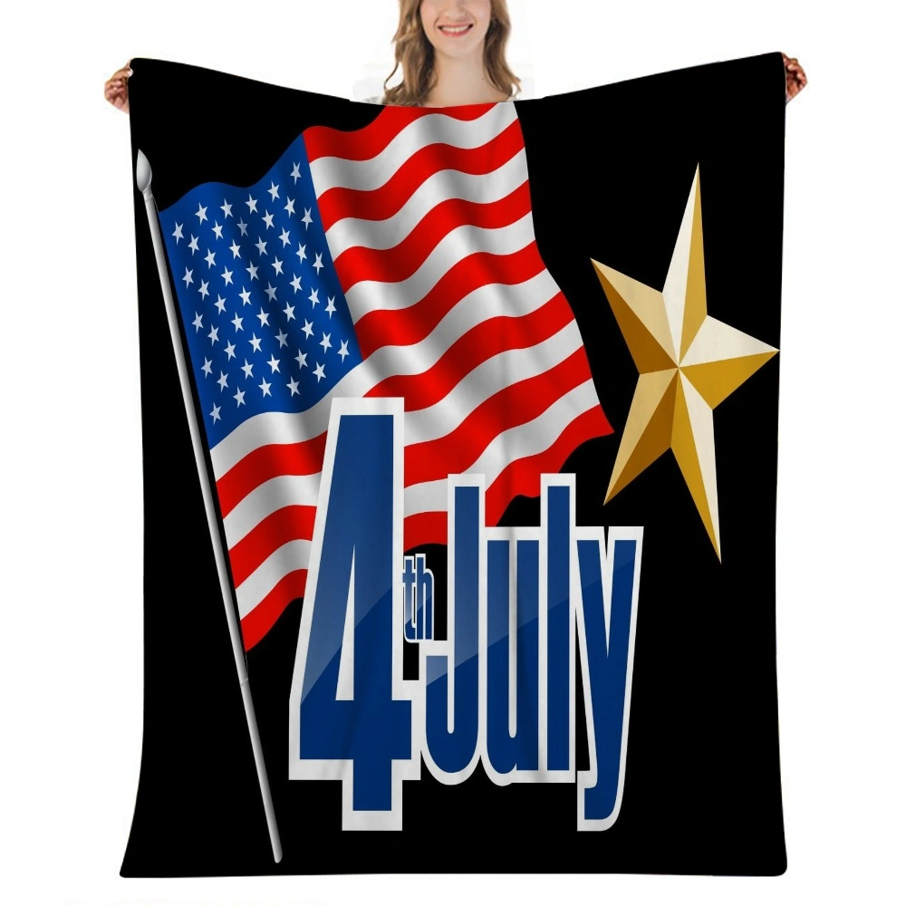 4th of July Decoration Fleece Blanket , Soft and Warm Raschel Bed Blanket