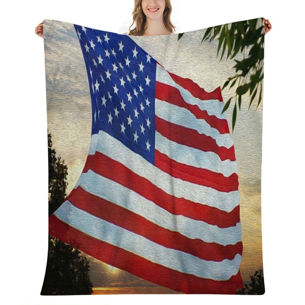 4th of July Decoration Blanket Soft Warm Throw Blanket Fleece Flannel Fuzzy Lightweight Travel Blankets Cozy All-Season Couch Blankets and Throws for Daughter Adults Students Teen