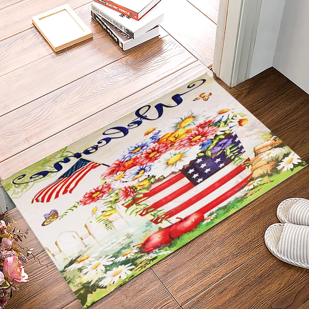 American Flag  Doormats Floor Mats Anti-Slip Christmas Welcome Floor Mats Christmas Tree Front Doormat for Indoor Outdoor Home Garden