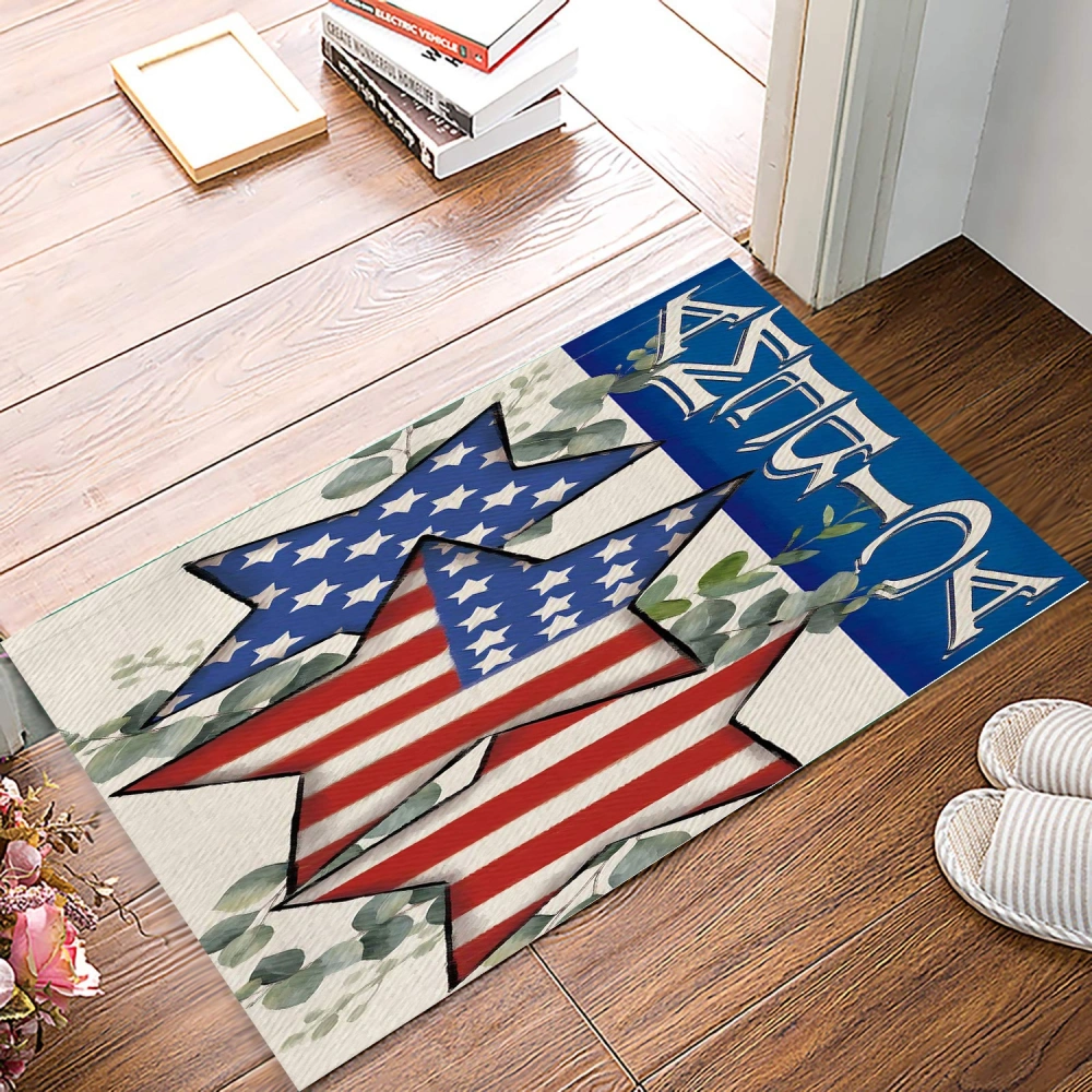 Decorative Doormat American Flag Mat Christmas Floor Mats Nonslip Holiday Xmas Welcome Doormat for Indoor Outdoor Decoration