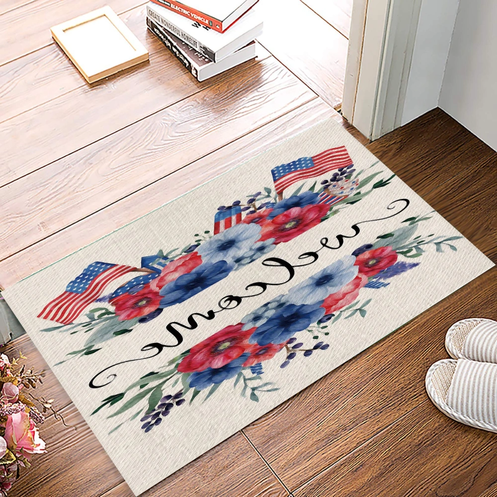 American Flag Doormat Decoration Front Back Doormat Non-Slip Christmas Welcome Doormat Absorbent Indoor Outdoor Entry Doormats Low-Profile Floor Mats