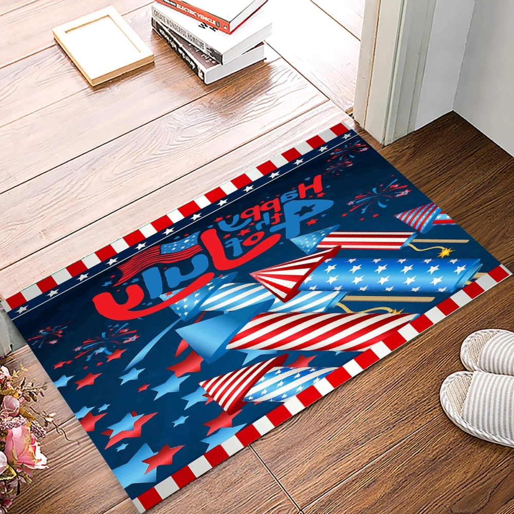 American Flag Door Mat Black Red Christmas Ball Front Door Mat with Anti-Slip Back Xmas Holiday Indoor Outdoor Carpet for Home Office Kitchen Yard Garden Decoration