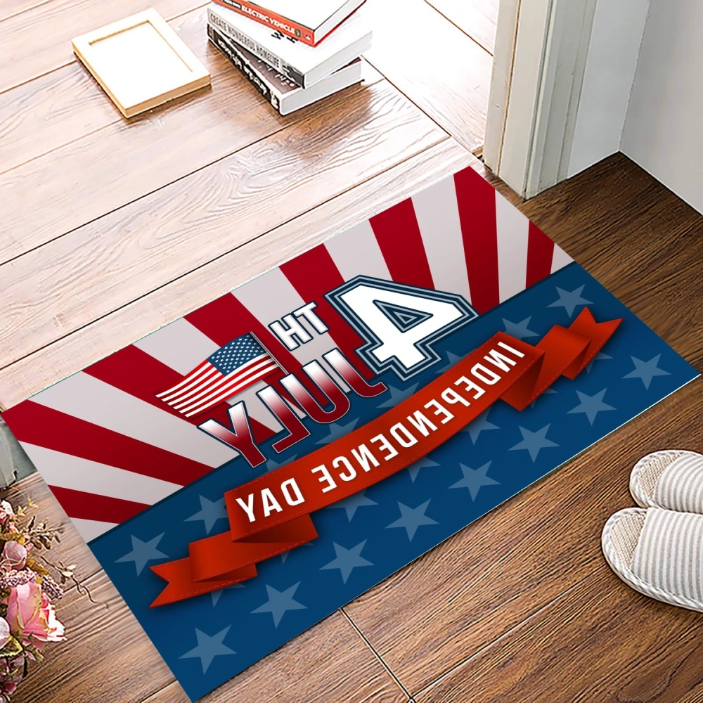 4th of July Doormat Welcome Floor Mat with Non-Slip Backing Winter Front Door Mat Christmas Doormat for Patio Entryway Home Decor Easy Clean