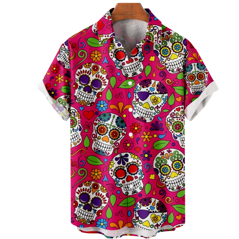 Men's Hawaiian Shirt Cinco de Mayo Graphic Color Block Shirt Collar Clothing Apparel 3D Print Casual Daily Short Sleeve 3D Print Lightweight Comfort