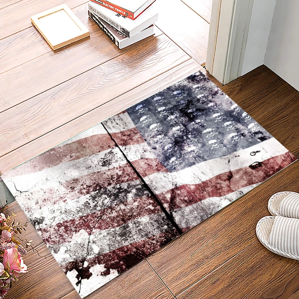 Mats American Flag Welcome Floor Doormat Xmas Decorative Mat Non Slip and Washable Winter Door Mat for Outdoor Indoor