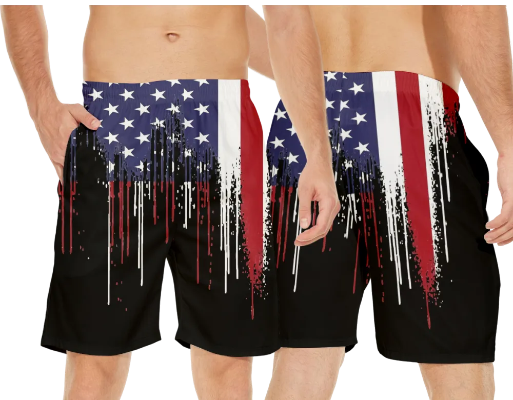 4th of July Eagle National Design Men's & Big Men's Hybrid Swim Shorts with Pockets