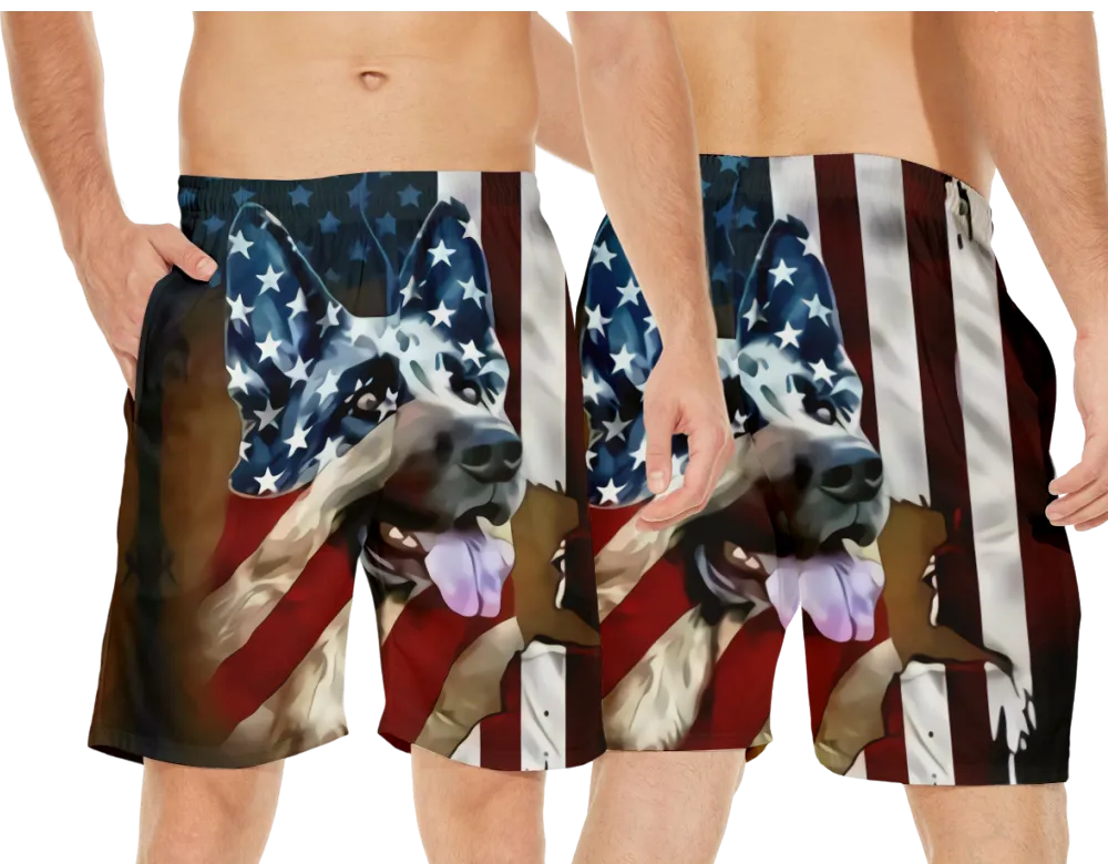 4th of July Eagle National Design Men's Quick Dry Swim Trunks Beach Board Shorts with Pockets