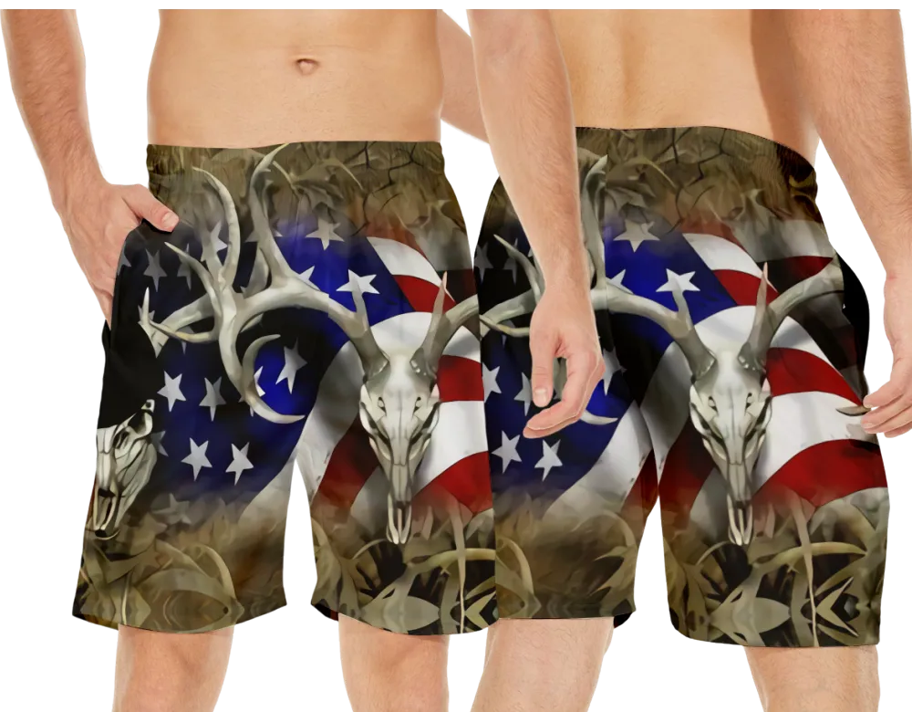 4th of July Eagle National Design Men's Swim Trunks Waterproof Beach Shorts Sports Shorts Bathing Suit Boardshorts Swimwear Surfing