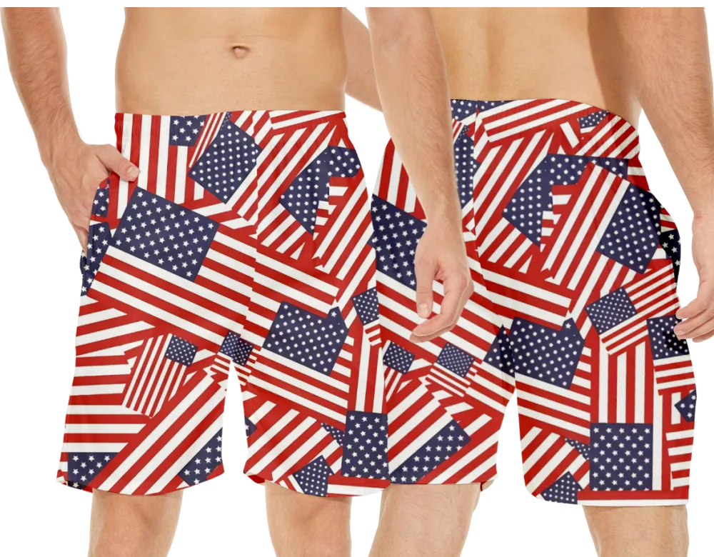 4th of July Eagle National Design Mens Quick Dry Swim Trunks Adult Male Board Shorts