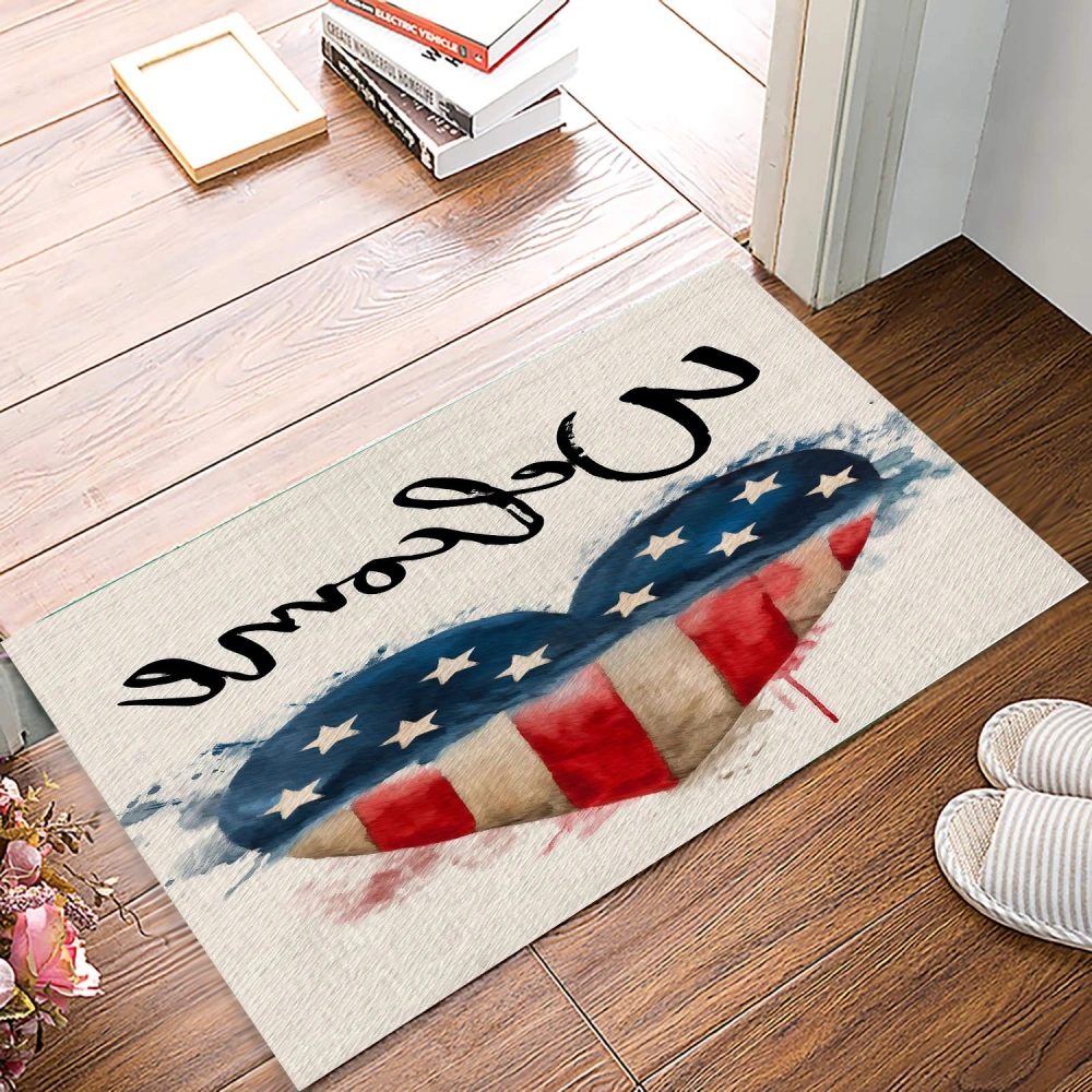 Door Mat 4th of July Doormat with Non-Slip Backing Christmas Doormat Snow Welcome Mat for Patio Entryway Home Decor Easy Clean