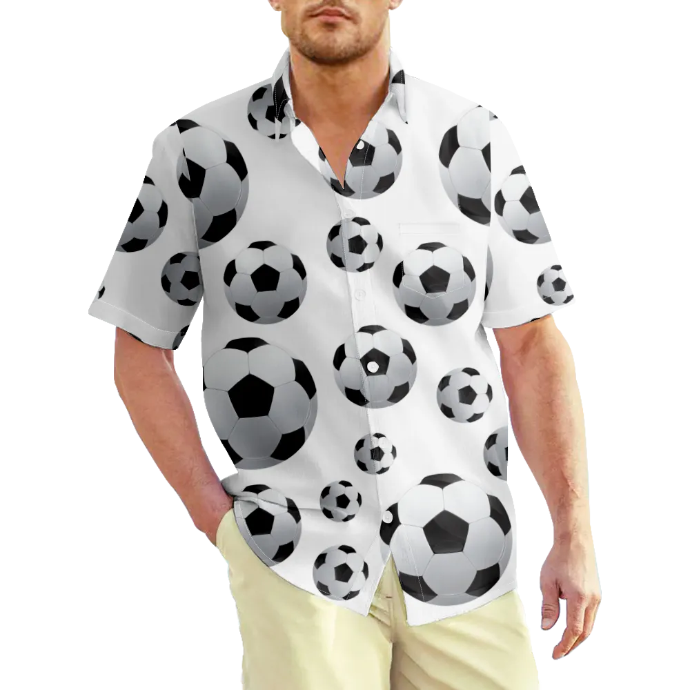 Men's Hawaiian Shirt Sports Football Graphic Cartoon 3D Shirt Collar Plus Size Daily Sports Short Sleeve Clothing Apparel Basic Streetwear/Slim