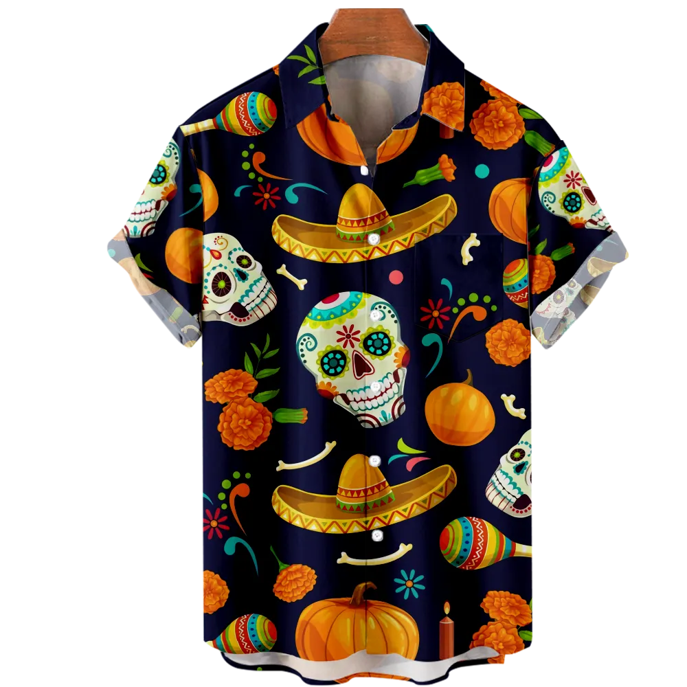 Men's Hawaiian Shirt Cinco de Mayo Shirt Tee Graphic Prints 3D Cartoon Shirt Collar 3D Print Daily Holiday Short Sleeve 3D Print Clothing Apparel Fashion Casual/Summer/Summer