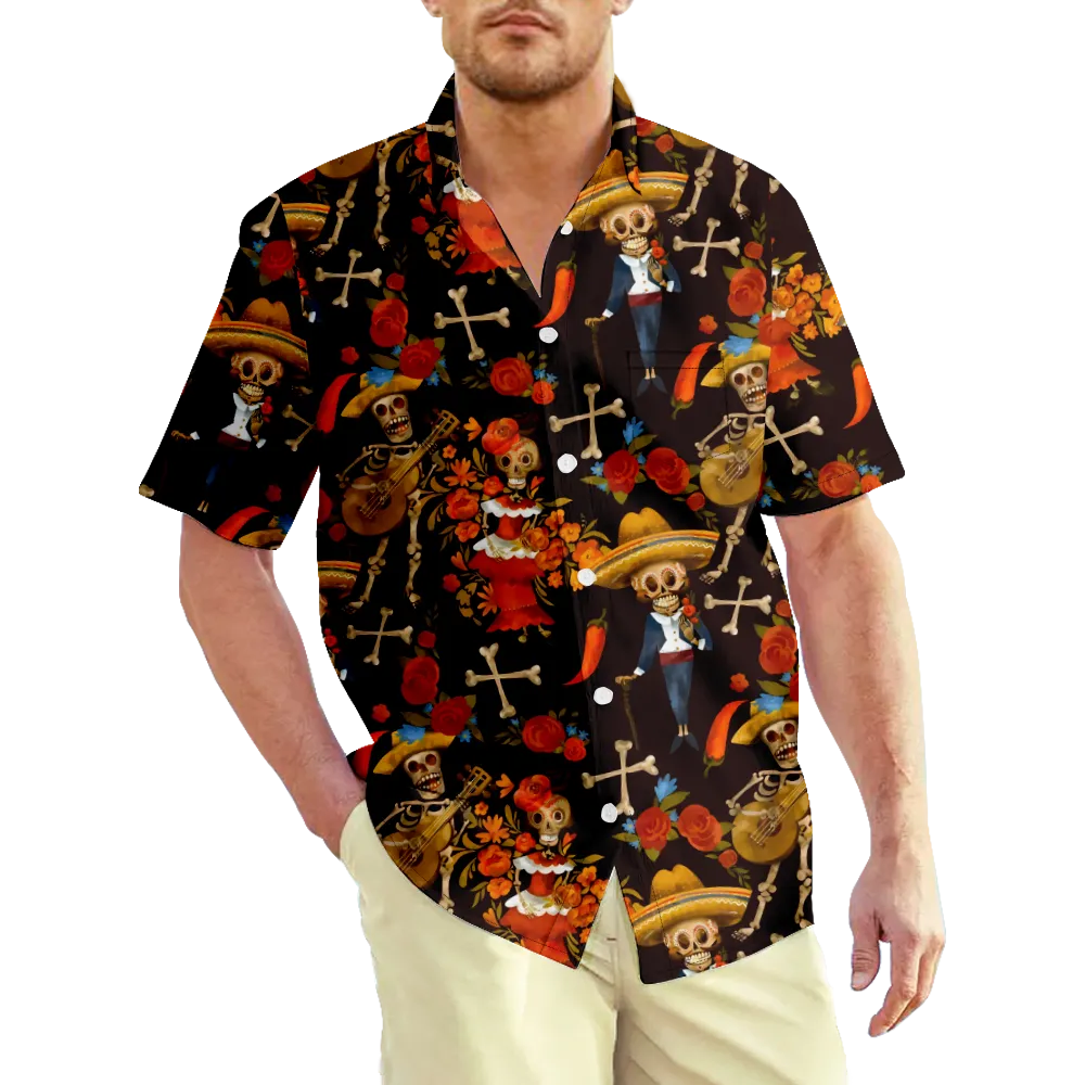 Men's Hawaiian Shirt Cinco de Mayo Graphic Prints Forest Shirt Collar 3D Print Outdoor Street Short Sleeve Print Clothing Apparel Vintage Sports Casual