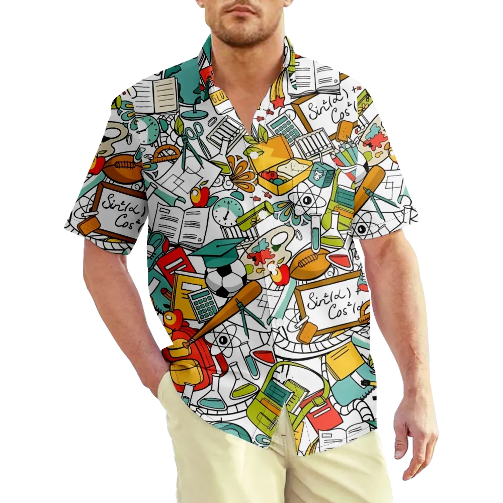 Men's Hawaiian Shirt Sports Football Graphic Shirt Collar Clothing Apparel 3D Print Casual Daily Short Sleeve Print Vintage Fashion Designer