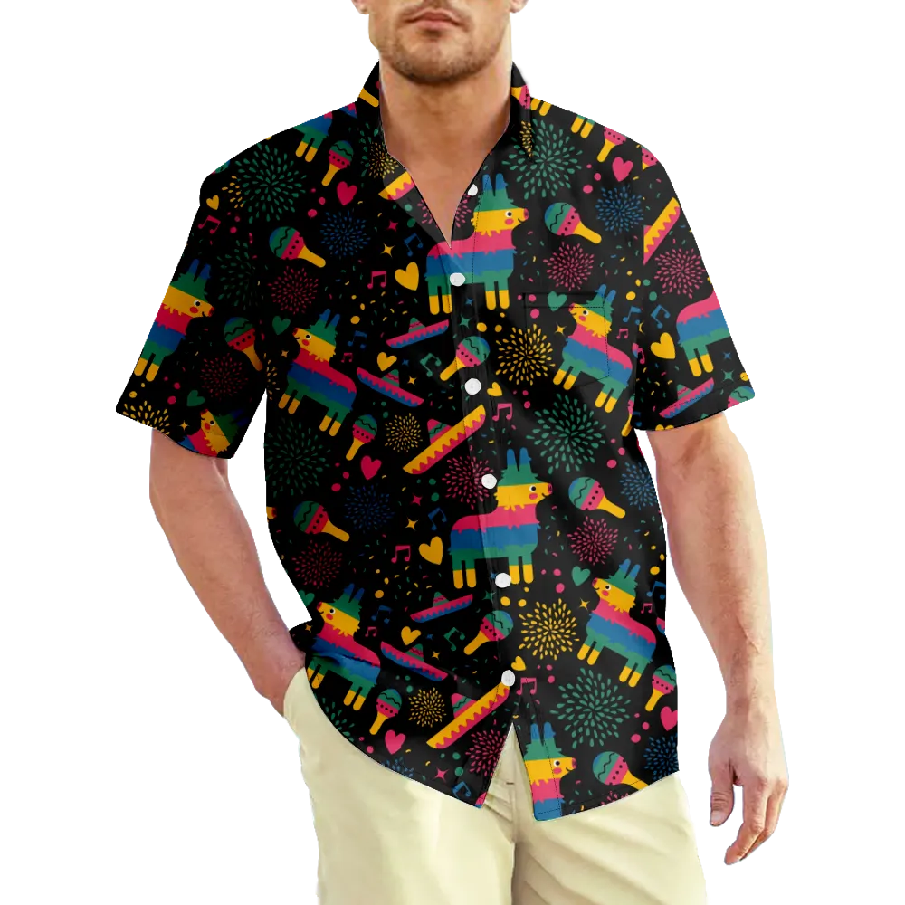 Men's Hawaiian Shirt Cinco de Mayo Shirt Tee Graphic Shirt Collar 3D Print Plus Size Casual Daily Short Sleeve Print Clothing Apparel Streetwear Exaggerated/Summer/Summer