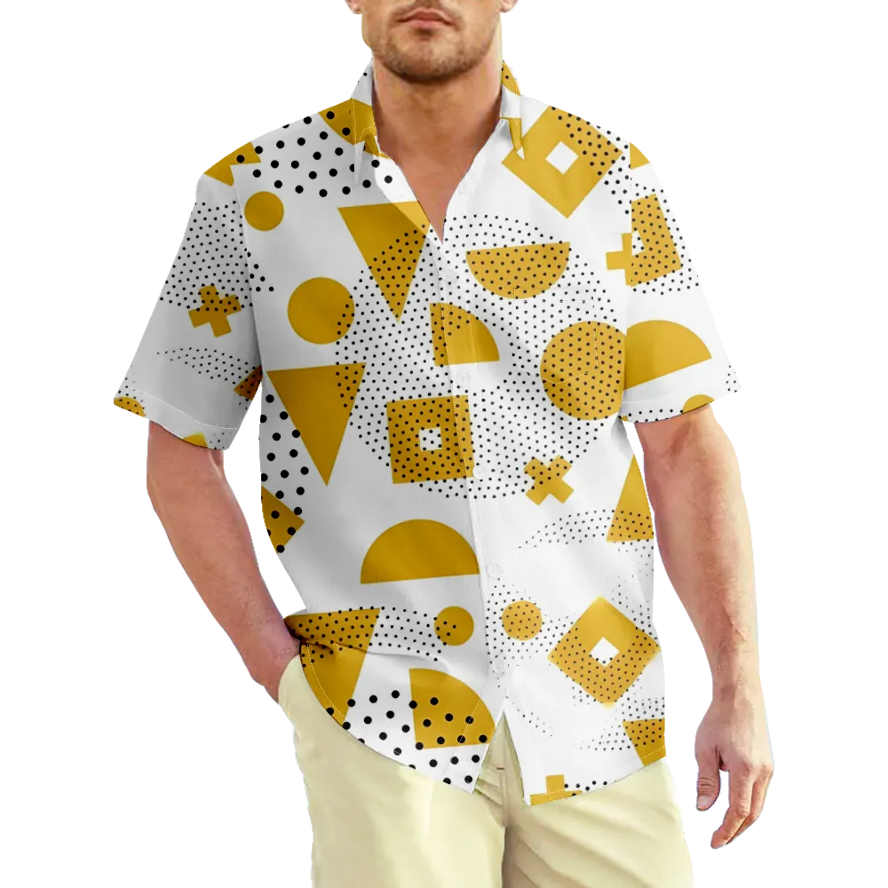 Men's Hawaiian Shirt Memphis Pope Geometry Patterned Shirt Collar Short Sleeve Causal Daily Tops Basic Graphic Tees