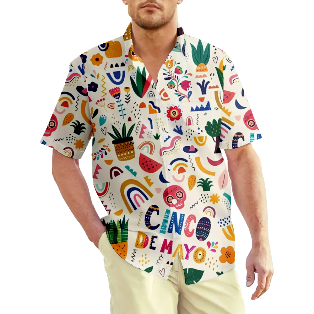 Men's Hawaiian Shirt Cinco de Mayo Graphic Shirt Collar 3D Print Outdoor Street Short Sleeve Print Clothing Apparel Vintage Sports Casual Big And Tall/Summer/Summer