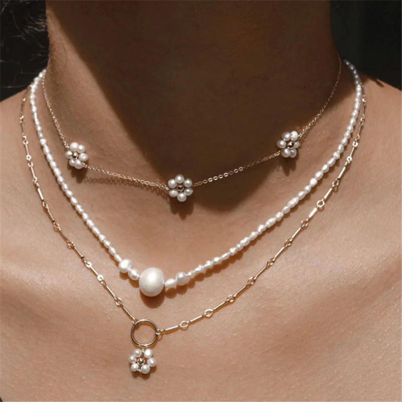 Freshwater Pearl Necklace Copper Plating 14k Real Gold Rice Grain