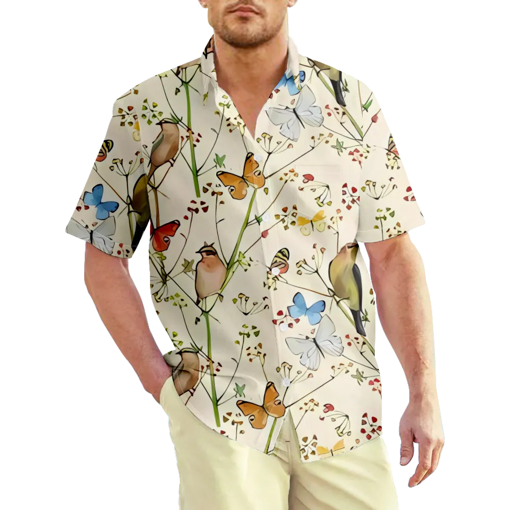 Men's Hawaiian Shirt Butterfly Shirt Tee Graphic Classic 3D Print Plus Size Daily Weekend Short Sleeve Print Shirt Collar Clothing Apparel Basic Casual/Wet And Dry Cleaning