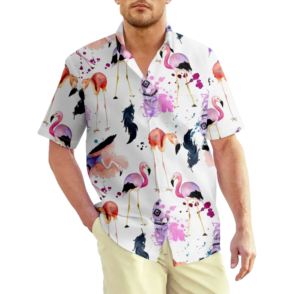 Men's Hawaiian Shirt Flamingos Graphic Shirt Collar 3D Print Outdoor Street Short Sleeve Print Clothing Apparel Vintage Sports Casual/Summer/Summer